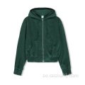 Höst/vinter krydda flickor retro tvättade zip hoodie
